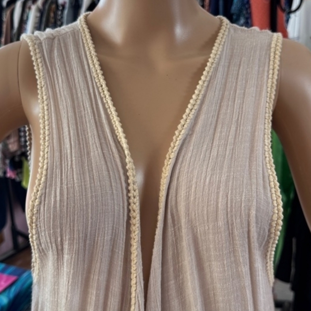 Umgee Beige Fringe Knit Vest Boho Size  Large - Picture 6 of 6